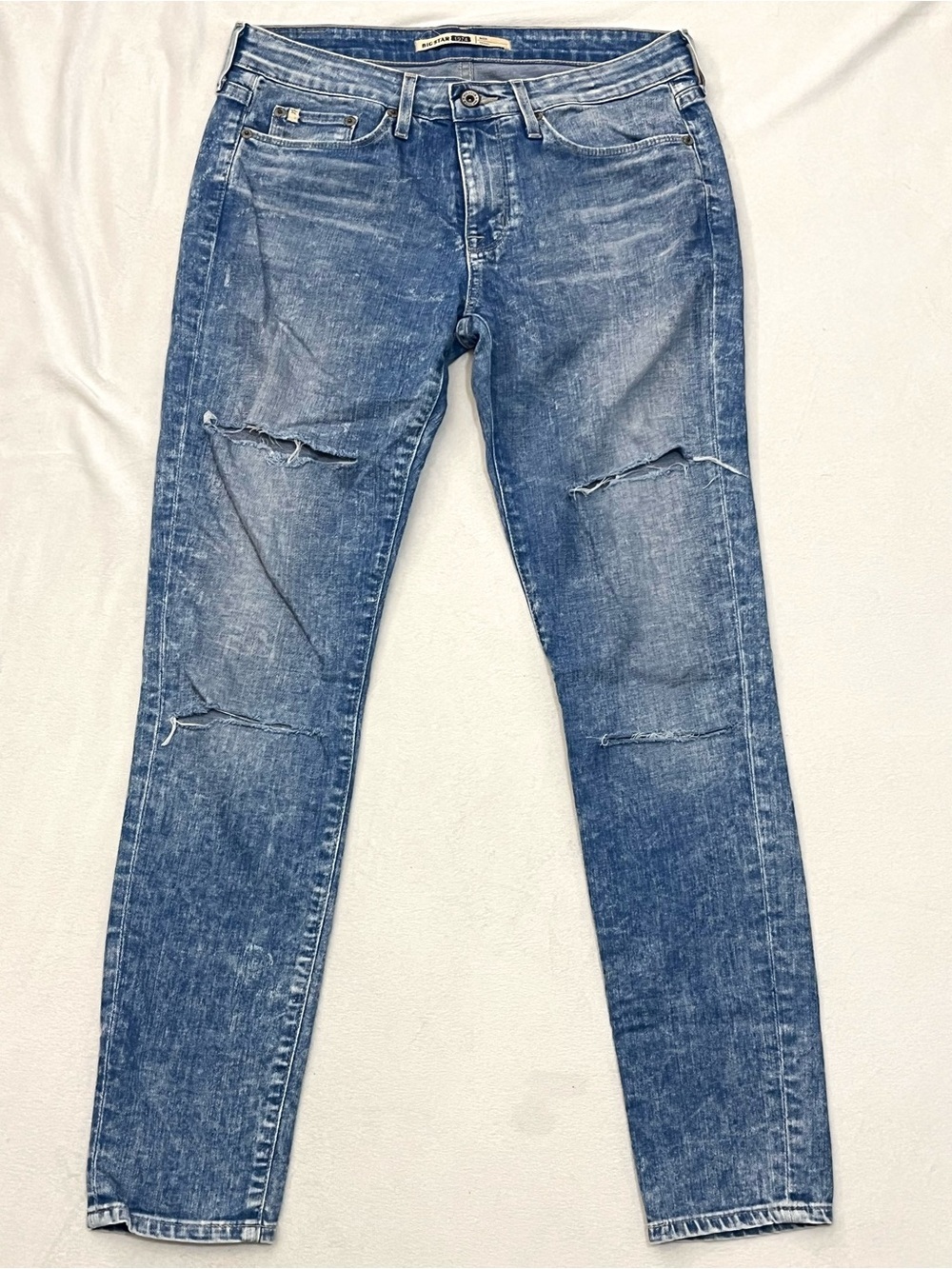 Big Star 1974 Alex Skinny Distressed Light Blue Wash Denim Jeans Size 29